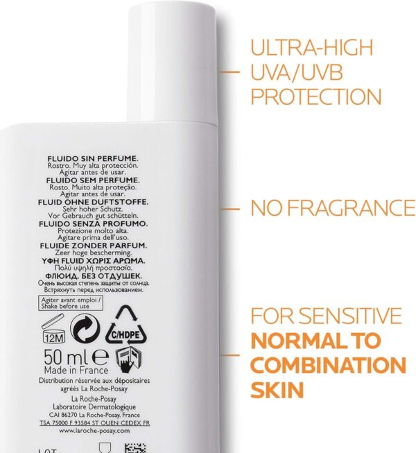 La Roche-Posay Anthelios UVMune 400 Ultra-Light Invisible Fluid, Non-Perfumed Sun screen for Sensitive Skin SPF50 - Image 2