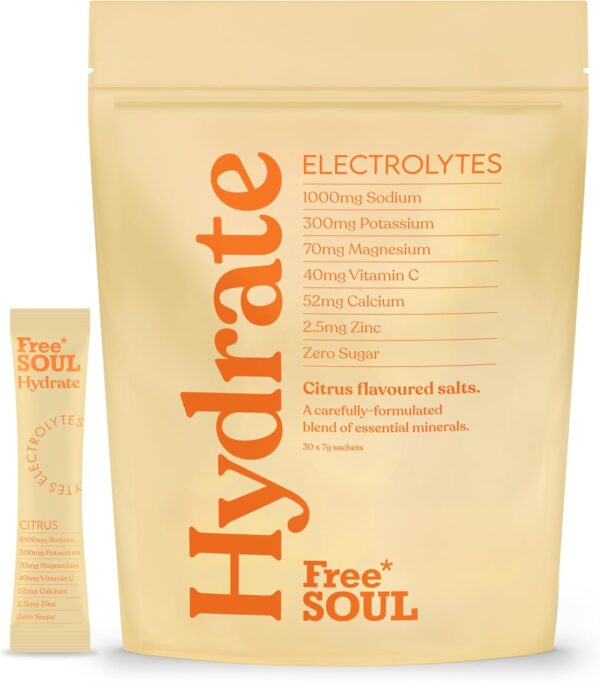 Free Soul Hydrate | Electrolyte Hydration Sachets with Sodium, Magnesium, Vitamin C, & More
