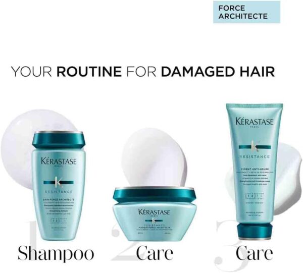 Kérastase Resistance, 3-Step Routine for Damaged Hair, Contains Strengthening Shampoo, Hair Mask & Heat Protecting Milk - Image 2